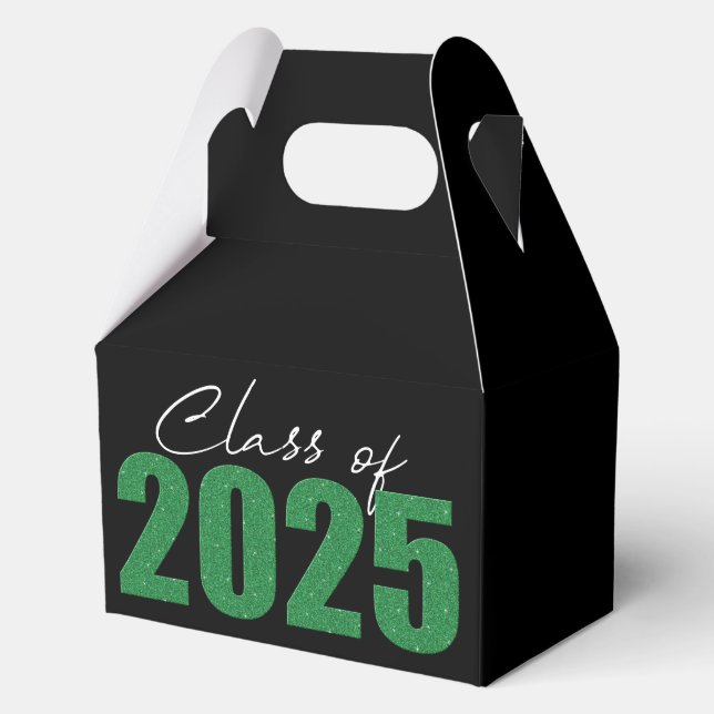 Green Glitter Class of 2025 Favor Boxes (Front)