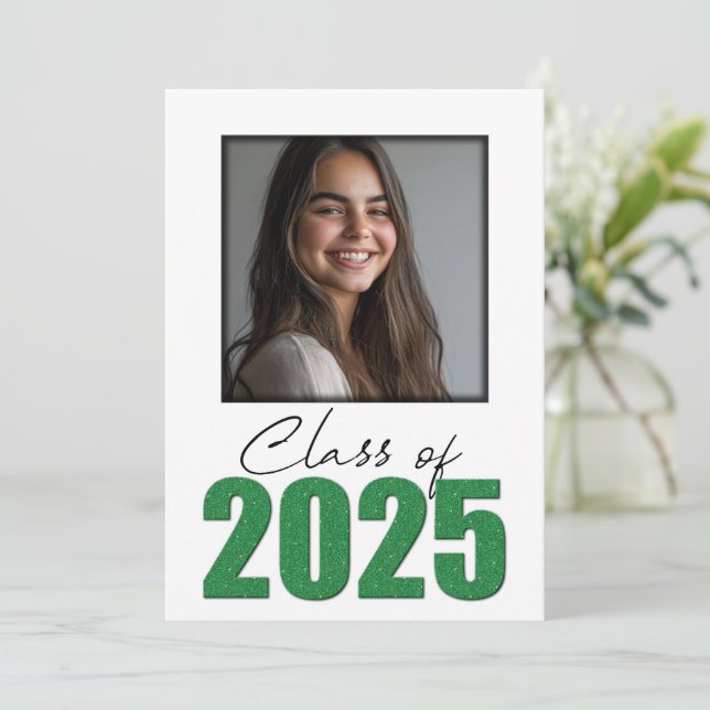 Green Glitter Class of 2025 Photo Announcement (Standing Front)