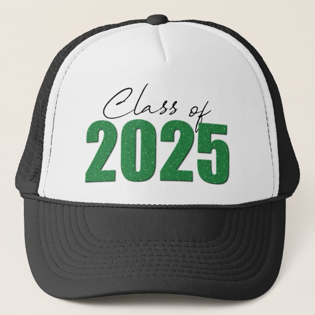 Green Glitter Class of 2025 Trucker Hat (Front)