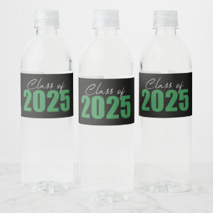 Green Glitter Class of 2025 Water Bottle Label
