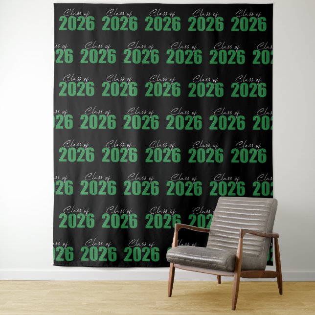 Green Glitter Class of 2026 Photo Backdrop (In Situ)