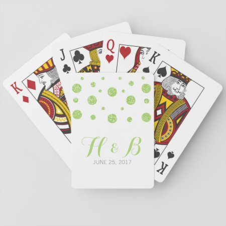 Green Glitter Confetti Playing Cards