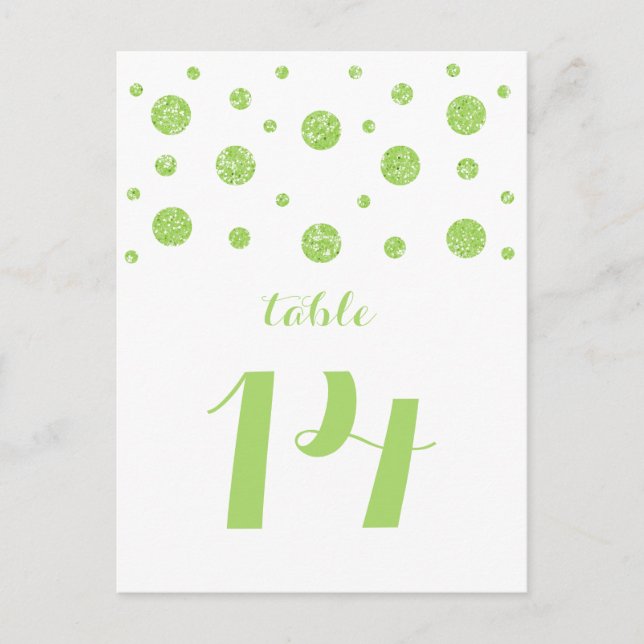 Green Glitter Confetti Table Number Postcard (Front)