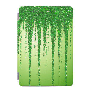 Green Glitter Drip Background With Sparkling iPad Mini Cover