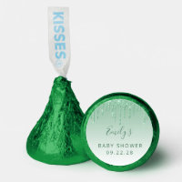 Green Glitter Drip Elegant Script Baby Shower Hershey®'s Kisses®