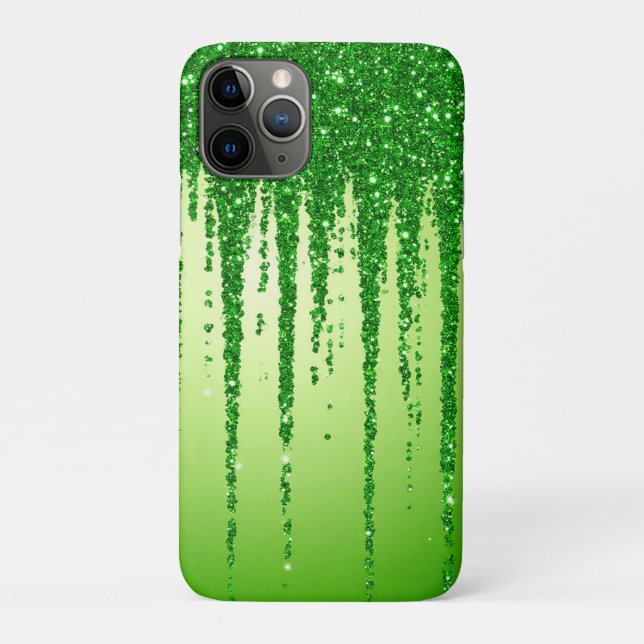 Green glitter drip with sparkling bokeh design Case-Mate iPhone case (Back)