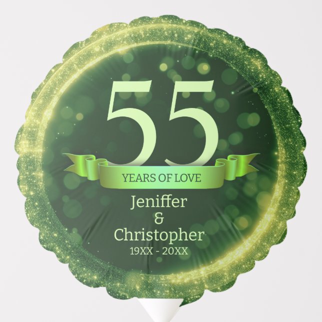 Green Glitter Edit Year Wedding Anniversary Balloon (Front)