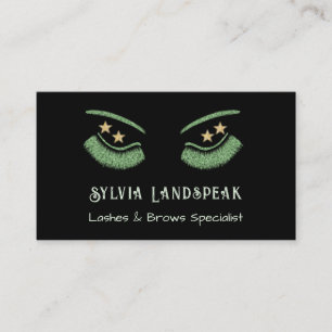 Green Glitter Eyelashes for Lash Technician Business Card