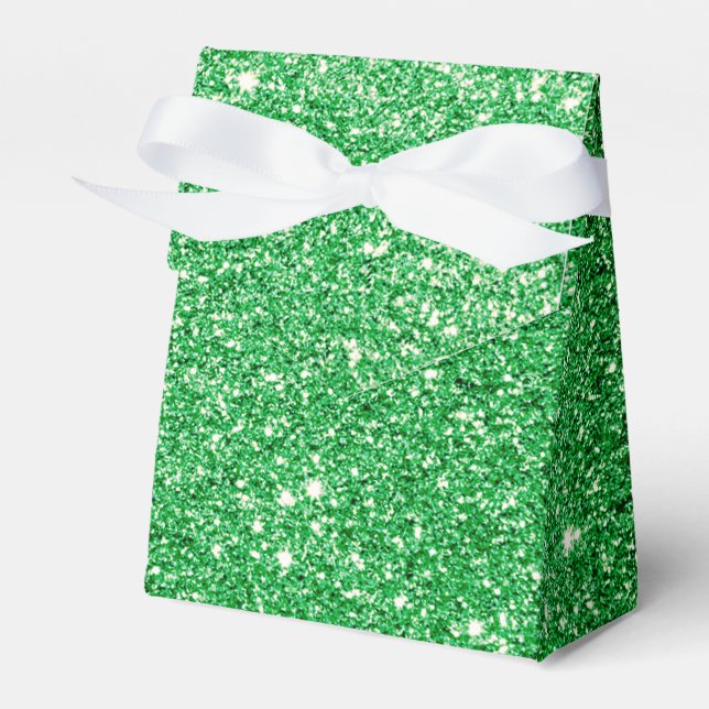 Green Glitter Favor Boxes (Front Side)