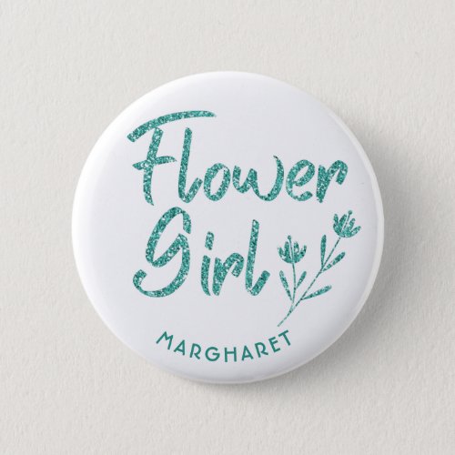 Green Glitter Flower Girl Bridal Shower pin