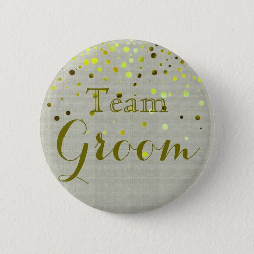 Green Glitter Foil Confetti Wedding Team Groom Button