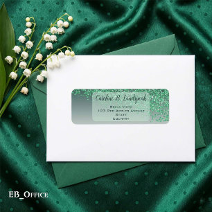 Green Glitter Frosted Elegant Return Address Label