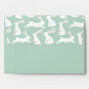 Green Glitter Gingham Plaid Rabbits Envelope