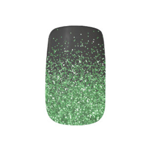 Green Glitter Glam Black Minx Nail Art
