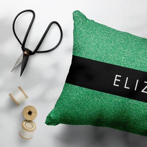 Green Glitter Glitter Background Your Name Accent Pillow