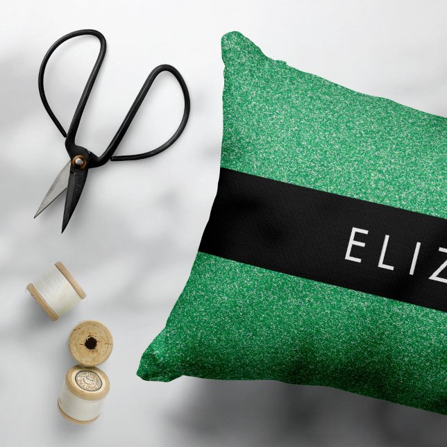 Green Glitter, Glitter Background, Your Name Accent Pillow (Creator Uploaded)