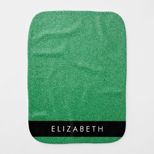 Green Glitter Glitter Background Your Name Baby Burp Cloth