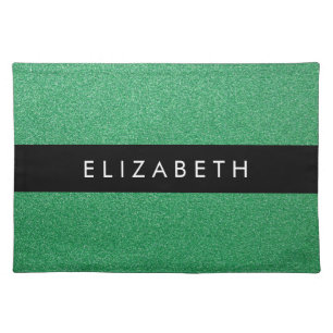 Green Glitter, Glitter Background, Your Name Cloth Placemat