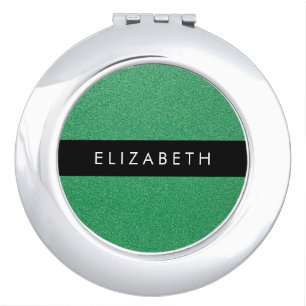 Green Glitter, Glitter Background, Your Name Compact Mirror