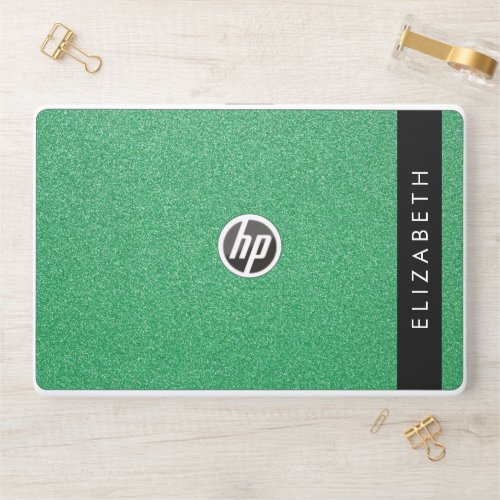 Green Glitter Glitter Background Your Name HP Laptop Skin