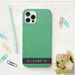 Green Glitter, Glitter Background, Your Name iPhone 12 Pro Case