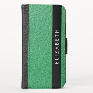 Green Glitter, Glitter Background, Your Name iPhone X Wallet Case