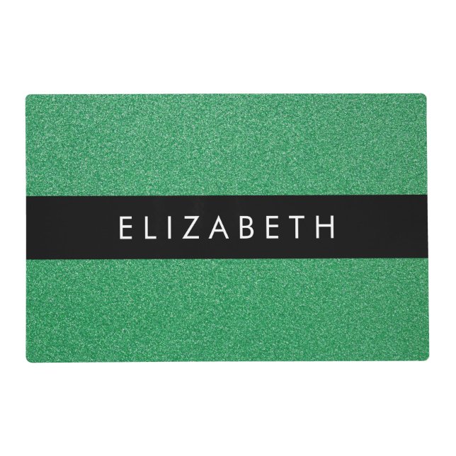 Green Glitter, Glitter Background, Your Name Placemat (Front)