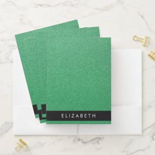 Green Glitter, Glitter Background, Your Name Pocket Folder
