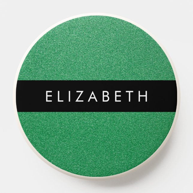 Green Glitter, Glitter Background, Your Name PopSocket (Popsocket)