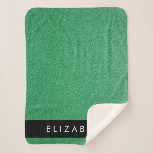 Green Glitter, Glitter Background, Your Name Sherpa Blanket