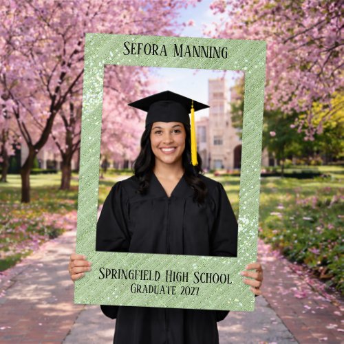Green Glitter Graduation Selfie Frame