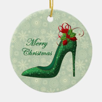 Green Glitter Heels Ornament by ChristmasTimeByDarla at Zazzle