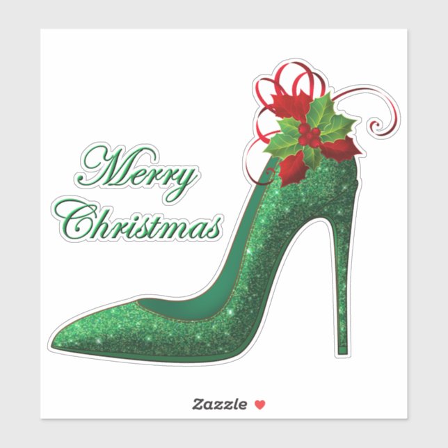 Green Glitter Heels Vinyl Sticker (Sheet)
