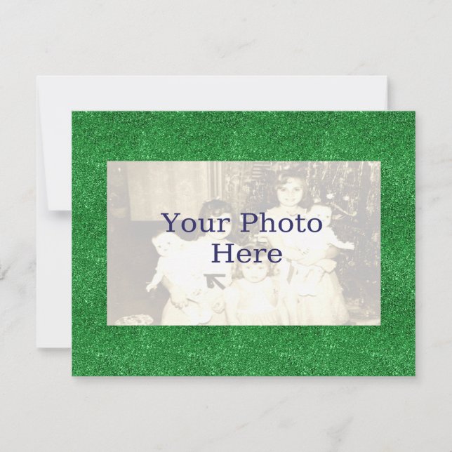 Green Glitter Holiday Photo Card (Front)