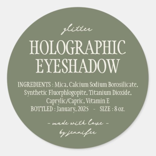 Green Glitter Holographic Eyeshadow Ingredients Classic Round Sticker