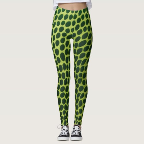 Green Glitter Leopard Pattern Leggings