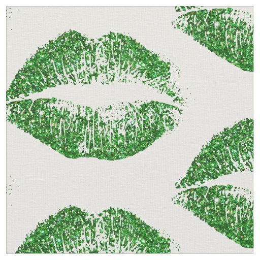 Green Glitter Lips #2 Fabric