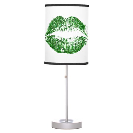 Green Glitter Lips #2 Table Lamp