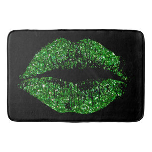 Green Glitter Lips Bath Mat