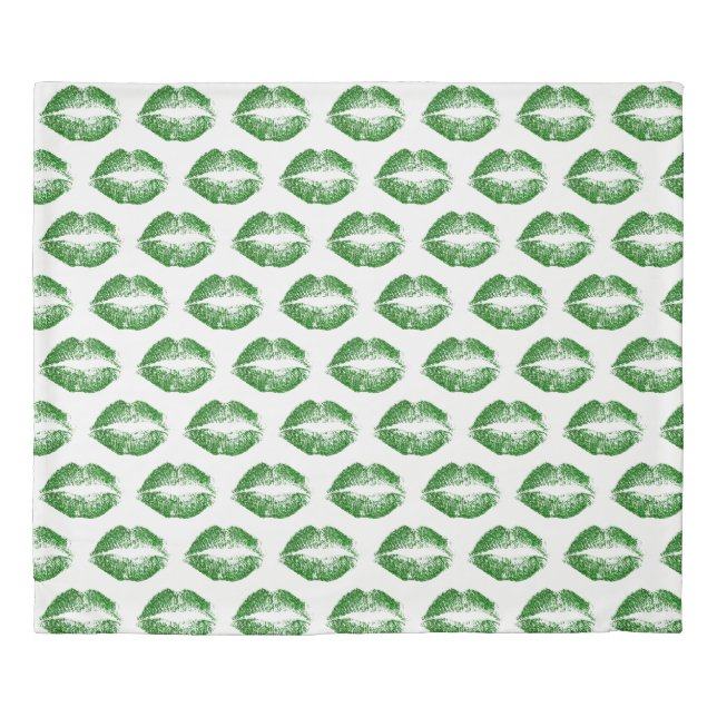 Green Glitter Lips Duvet Cover (Front)
