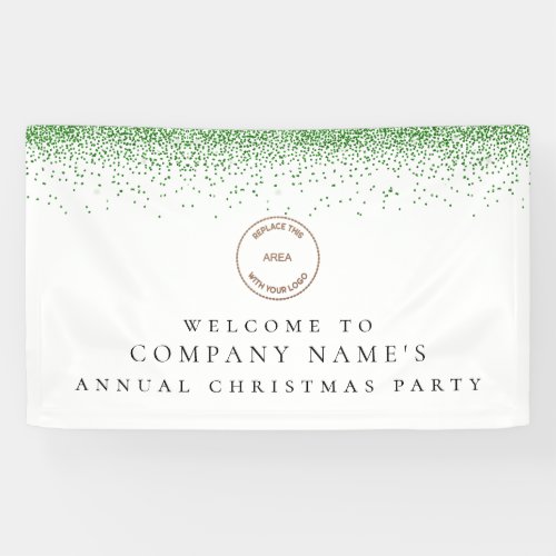 Green Glitter Logo Company Welcome Christmas Party Banner