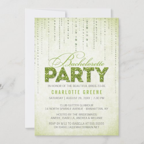 Glitter Look Bachelorette Party Invitation