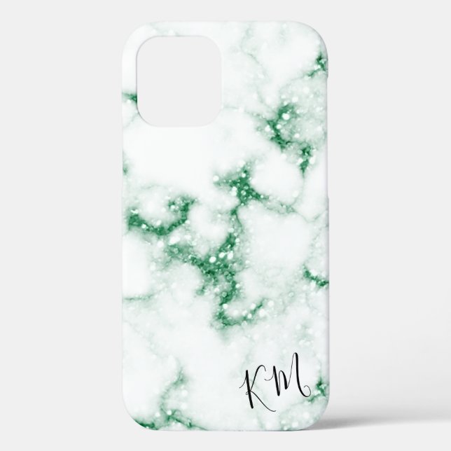 Green Glitter Marble Personalized Case-Mate iPhone Case (Back)
