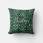Green Glitter Mermaid Or Dragon Scales Throw Pillow at Zazzle