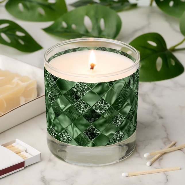 Green Glitter Metallic Bling Modern Scented Candle (Lit)