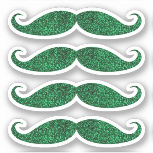 Green glitter mustache stickers