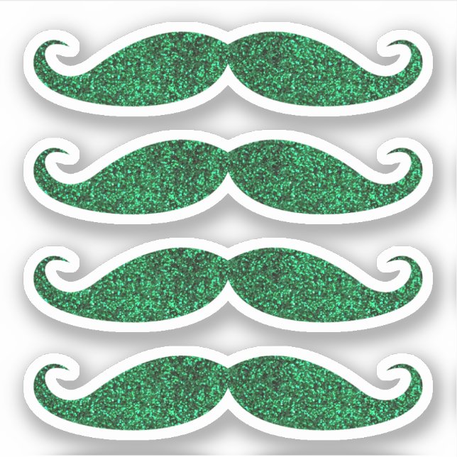 Green glitter mustache stickers (Front)