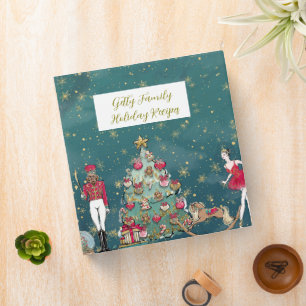 Green Glitter Nutcracker Ballet Holiday Recipe 3 Ring Binder