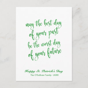 Green Glitter Old Irish Blessing St. Patrick's Day Postcard