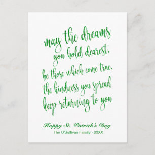 Green Glitter Old Irish Blessing St. Patrick's Day Postcard